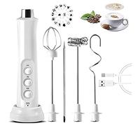 Foemey - Espumador de leche eléctrica USB de 3 velocidades, espumador de café Cappuccino 3 batidor de huevos a mano, bebida de Latte de chocolate caliente