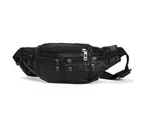 Foemey Hombre de piel auténtica hombre cinturón de cuero portaconfites pequeño para hombre, Negro