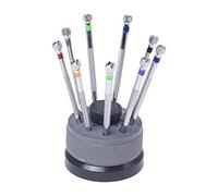Foemey Kit con 9 destornilladores, 9 bases de reserva para relojes, herramientas de relojería, Negro y gris