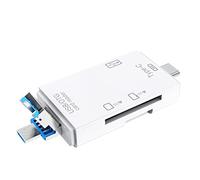 Foemey Lector de Tarjetas USB 3.0 OTG 6 en 1 para Adaptador Separador de Lectores de Tarjetas Secure Digital/TF para Ordenador Teléfono Portátil-Blanco