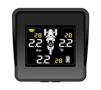 Foemey Sistema de Monitoreo de Presión de Neumáticos sin Solar Monitor de Presión de Neumáticos TPMS para Moto Pantalla LCD 3 Sensores Externos