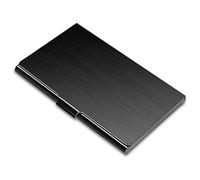 Foemey Soporte para tarjetas de visita, funda delgada para tarjetas de visita, funda de metal de bolsillo, soporte para tarjetas de nombre, cierre de hebilla, color negro, Black