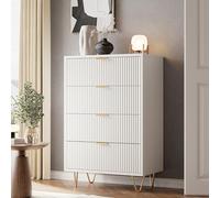 FOERPL Cómoda con 4 cajones, Cajonera Blanca Moderna 60x34x90 cm para Dormitorio,Salón,Oficina - Mueble Almacenaje Estilo Escandinavo(MDF)