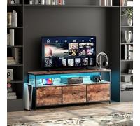 FOERPL Mueble TV LED, 108 cm mesa TV, mueble Tele con LED cajón de tela, mesa de TV salón con almacenamiento, banco de TV, mueble bajo, almacenamiento para salón, dormitorio (B 3cajones, 108 cm)
