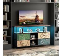 FOERPL Mueble TV LED, 137 cm mesa TV, mueble Tele con LED cajón de tela, mesa de TV salón con almacenamiento, banco de TV, mueble bajo, almacenamiento para salón, dormitorio (D 4cajones, 137 cm)