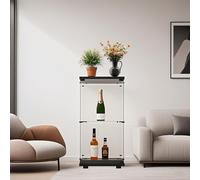 FOERPL Vitrina Cristal con LED, Vitrinas Expositoras de 2 Niveles,40 x 36 x 86 cm,Armario de Almacenamiento de Pie,para Colecciones en Salón,Estudiar,Cuarto de Jugar
