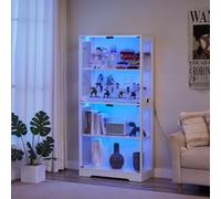 FOERPL Vitrina Expositora para Colecciones con luz, Vitrina de Cristal con Puerta 165x35x80cm LED de 3 Modo Dinámicos Muebles Vitrinas de Salon de Cristal con Estante Armario de Libros para Salón Bar