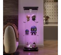 Fofetbfo vitrina de cristal con 3 estantes LED, vitrina de colección con puertas y cerradura, transparente vitrina de cristal de pie para dormitorio, sala de estar y comedor