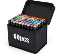 FOFOPE Juego de 60 rotuladores de alcohol de colores, doble cabezal de cepillo de colores, rotulador de alcohol, adecuado para artistas, estudiantes, un bonito regalo para los amantes de los pintores