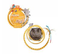 FOFOS Safari Espiral túnel de Juguete para Gatos con Plumas Reales y Juguete de ratón, Catnip de Calidad Estadounidense para Gatos, diseño portátil, Accesorios para Gatos (L - 55cm x 35 cm)