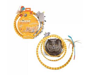 FOFOS Safari Espiral túnel de Juguete para Gatos con Plumas Reales y Juguete de ratón, Catnip de Calidad Estadounidense para Gatos, diseño portátil, Accesorios para Gatos (L - 55cm x 35 cm)