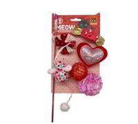 FOFOS | Set de 6 Juguetes - Incluye Varita y Juguetes Sueltos con Lentejuelas (Colección Día de San Valentín) - Para Gato