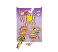 FOFOS | Set de Juguetes Naturales | Tema Selva | con Catnip - para Gatos (Elefante, Ratón y Pez)