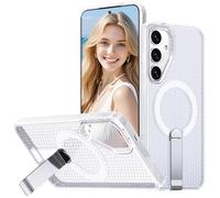 Fofvccv Funda magnética transpirable para Samsung Galaxy A16 con función atril y disipación de calor, malla hueca con agujero celular, enfriamiento, delgada, a prueba de golpes, carcasa rígida de
