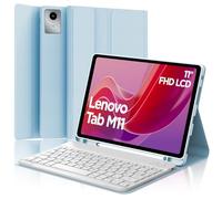 FOGARI Funda con teclado para Lenovo Tab M11 2024, Lenovo Tab M11 de 11 pulgadas, diseño QWERTZ, funda teclado con magnético extraíble Bluetooth para Lenovo Tab M11 (TB330FU / TB330XU), azul claro