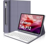 FOGARI Funda con teclado para Lenovo Tab P12 de 12,7 pulgadas 2023, diseño QWERTZ, funda teclado con magnético extraíble alemán Bluetooth para Lenovo Tab P12 12,7 pulgadas 2023, lavanda lila