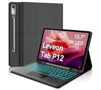 FOGARI Funda con teclado para Lenovo Tab P12 de 12,7 pulgadas 2023, trackpad multitáctil, teclado de 7 colores con magnético extraíble alemán Bluetooth para Lenovo Tab P12 de 12,7 pulgadas 2023
