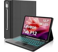 FOGARI Funda con teclado para Lenovo Tab P12 de 12,7 pulgadas 2023, trackpad multitáctil, teclado de 7 colores con magnético extraíble alemán Bluetooth para Lenovo Tab P12 de 12,7 pulgadas 2023