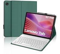 FOGARI Funda con teclado para Lenovo Tab Tablet de 10,1 pulgadas 2025, diseño QWERTZ alemán, funda teclado con magnético extraíble Bluetooth para Lenovo Tab Tablet 10.1 pulgadas 2025, verde oscuro