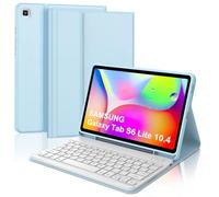FOGARI Funda teclado para Samsung Galaxy Tab S6 Lite 2020 10,4", Smart Cover admite Auto Wake/Sleep, teclado Bluetooth desmontable QWERTY italiano para Samsung Galaxy Tab S6 Lite 10,4", azul cielo
