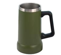 FOGARI Jarra de cerveza aislada con mango, 710 ml, de acero inoxidable, taza térmica grande, de metal, para el Oktoberfest (verde)