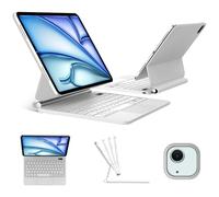 FOGARI Magic Keyboard para iPad Air 11" M2/M3 2024/2025, Español Ñ Teclado Bluetooth con Trackpad para iPad Air 11" M2/M3 2024/2025 Teclado con Touchpad, Blanco