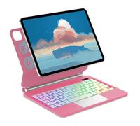 FOGARI Magic Keyboard para iPad Air de 11" (M3 2025, M2 2024)/iPad Pro 11 (4ª/3ª/2ª/1ª generación), soporte magnético y retroiluminación Multi-Trackpad Teclado QWERTZ, funda para teclado alemán, rojo