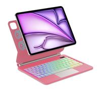 FOGARI Magic Keyboard para iPad Air de 13" (M3 2025 M2 2024)/iPad Pro 12.9 (6ª/5ª/4ª/3ª Gen), soporte magnético y retroiluminación Multi-Trackpad Teclado QWERTZ, funda para teclado alemán, rojo