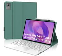 FOGARI Para Lenovo Idea Tab 2025 11/Tab M11 2024 11 Pulgadas Funda Teclado | Funda teclado Bluetooth extraíble con Touchpad para oficina/estudio/escritura, teclado inalámbrico portátil, verde oscuro