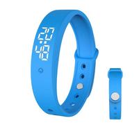 FOGARI Reloj despertador con vibración, recordatorio de vibración, hasta 10 alarmas personales o recordatorios de píldoras por día (azul)