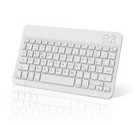 FOGARI Teclado Bluetooth alemán, USB-C recargable, portátil, Bluetooth, teclado inalámbrico para iPhone, iPad, Samsung, Lenovo, Huawei, Xiaomi, compatible con Windows, Android, iOS, color blanco