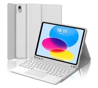 FOGARI Teclado con Touchpad para iPad A16 11 Generación/10 Generación 2025/2024, Funda con Español Ñ Teclado para iPad 10.ª/11.ª Generación 2024/2025 Bluetooth con Trackpad, Gris Claro