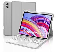 FOGARI Teclado con Trackpad para Redmi Pad Pro 12.1" 2024/Poco Pad 12.1, Funda para Redmi Pad Pro con Español Ñ Teclado Desmontable Inalámbrica para Tablet Xiaomi Redmi Pad Pro 12.1", Gris Claro