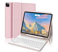 FOGARI Teclado Funda para iPad Pro 12.9 6ª 2022 /5ª 2021/4ª 2020/3ª Gen 2018, Estuche Portátil Delgado con Portalápices, Español Teclado Desmontable Inalámbrico, Rosa