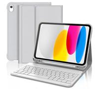 FOGARI Teclado para iPad 10/11ª Generación 2022/2025, teclado AZERTY inalámbrico Bluetooth, funda con soporte para lápiz para iPad 10º Gen/A16 (10,9"/11'') - Gris