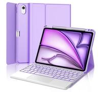 FOGARI Teclado para iPad Air 11 Pulgadas M2/M3 con Touchpad, Funda con Español Ñ Teclado para iPad Air 11 M2/M3 2024/2025 Bluetooth Retroiluminado con Trackpad, Púrpura Ligera