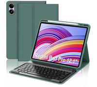 FOGARI Teclado para Redmi Pad Pro 12.1 2024/Xiaomi Poco Pad 12.1, Funda Redmi Pad Pro con Teclado [Español Ñ], Teclado Desmontable Inalámbrica para Xiaomi Pad Pro 12.1 Pulgadas 2024, Verde Oscuro