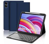 FOGARI Teclado para Redmi Pad Pro 12.1"/Poco Pad 12.1" 2024, Funda para Redmi Pad Pro con Teclado, Español Ñ Teclado Retroiluminado Bluetooth para Tablet Redmi Pad Pro/Poco Pad 12.1, Azul Oscuro