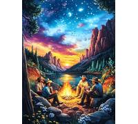 Fogata en un cañón del Desierto de Noche Puzzle 300 Piezas Cartón Grueso para Adultos Vida Silvestre y Mascotas Noches De Juegos En Familia Regalo Ideal para Cumpleaños 300 PCS