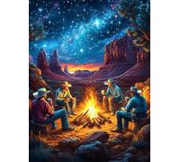 Fogata en un cañón del desierto de noche Puzzle 500 Piezas Cartón Resistente Para Niños Mayores 14 Años Vida silvestre y mascotas Estimulación Cerebral Reunión Familiar Juegos Pieza Decorativa Casa 50