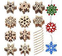 FOGAWA 100 Piezas Decoración navideña Copos de Nieve de Madera para Pintar Decoraciones para árboles de Navidad Colgantes Discos de Madera DIY Decoración navideña para árbol 5cm