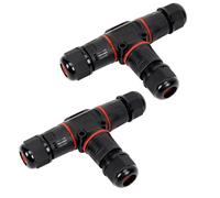 FOGAWA 2 Piezas Caja de Conexiones Impermeable IP68, T Forma Conector de Cable Estanco, Conectores Electricos Rapidos de 3 vías para Cable de Diámetro Ø3mm-12mm, Conectores de Cable Subterráneo