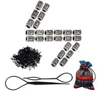 FOGAWA 24cuentas de barba vikinga para hombre, anillos de barba, runas vikingas, cuentas nórdicas, trenzado, pulseras, collares, joyas con bolsa