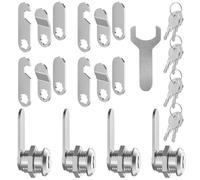 FOGAWA 4 juegos de Cerradura de buzón 25mm con 8 llaves y 16 placas de bloqueo diferentes Cerradura de Seguridad de Metal Cerradura de Levas cerradura de taquilla para Puerta Armario Buzón Archivos