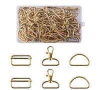 FOGAWA 90 pcs Hebillas metalicas Mosquetones para Bolsos Set Hebillas Metálicas Mochila en D Anillas Rectangular Bolso para DIY Cinturón, Bandolera, collar para mascotas(oro)