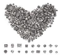 FOGAWA Abalorios Espaciadores Mixtos 100g Abalorios Separadoras Alrededor de 200 cuentas espaciadoras de aleación 18 estilos Espaciador Cuentas de Plata para DIY Pulseras Collares Colgante Pendiente