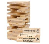 Fogbush - Juego de torre de bloques apilables para adultos para parejas, 48 piezas de bloques de madera traviesos para construir intimidad, juego para parejas, juegos de pareja para noche de cita