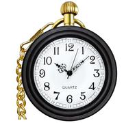 Fogitbok Relojes de bolsillo vintage de cuarzo de madera ligeros para hombres con cadenas, reloj de bolsillo analógico para mujer, regalos fáciles de transportar para papá/abuelo, regalo ideal para él