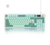 Fogruaden 96% teclado verde inalámbrico con almohadilla de números y perilla, sensación mecánica, RGB silenciosa membrana Matcha teclado para juegos, resistente a derrames, 3 modos USB recargable