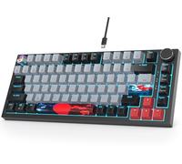 Fogruaden Teclado mecánico 75% con cable, montaje de junta intercambiable en caliente con interruptor rojo, retroiluminación RGB, 82 teclas TKL, NKRO Compact Gaming con perilla (Dolch)